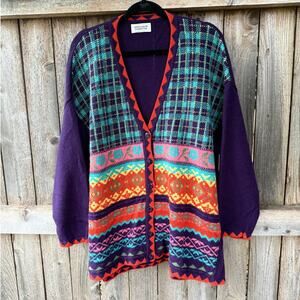 Vintage mid 90s wool blend United Colors of BENETTON large SWEATER bright purple